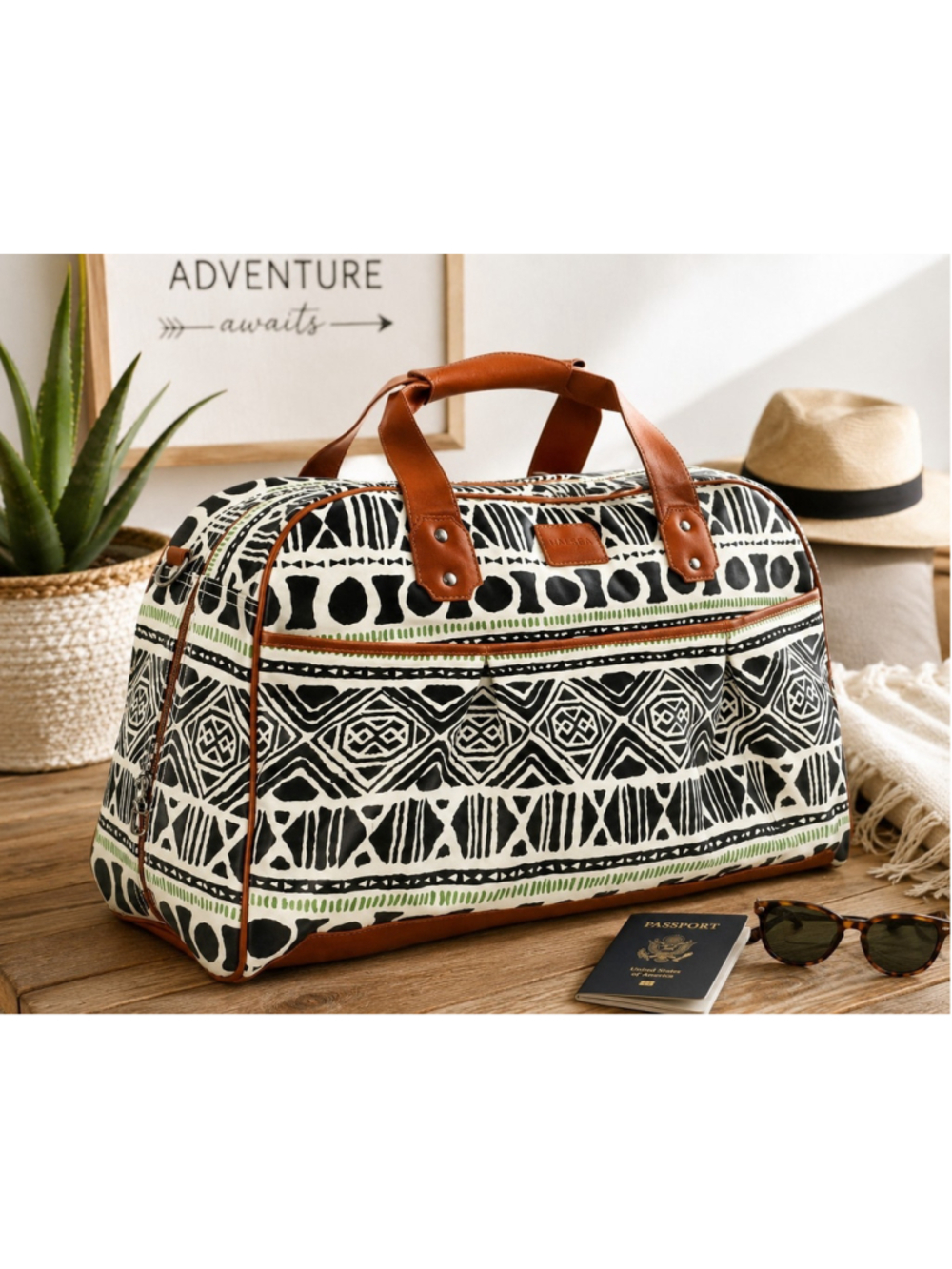 Halsea El Morro Weekend Bag NWT In Poly Bag Coated Canvas Leather Accents